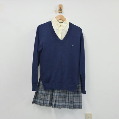 【中古】神奈川県 湘南学院高等学校 女子制服 6点（ブレザー・シャツ・ニット・スカート）sf018041