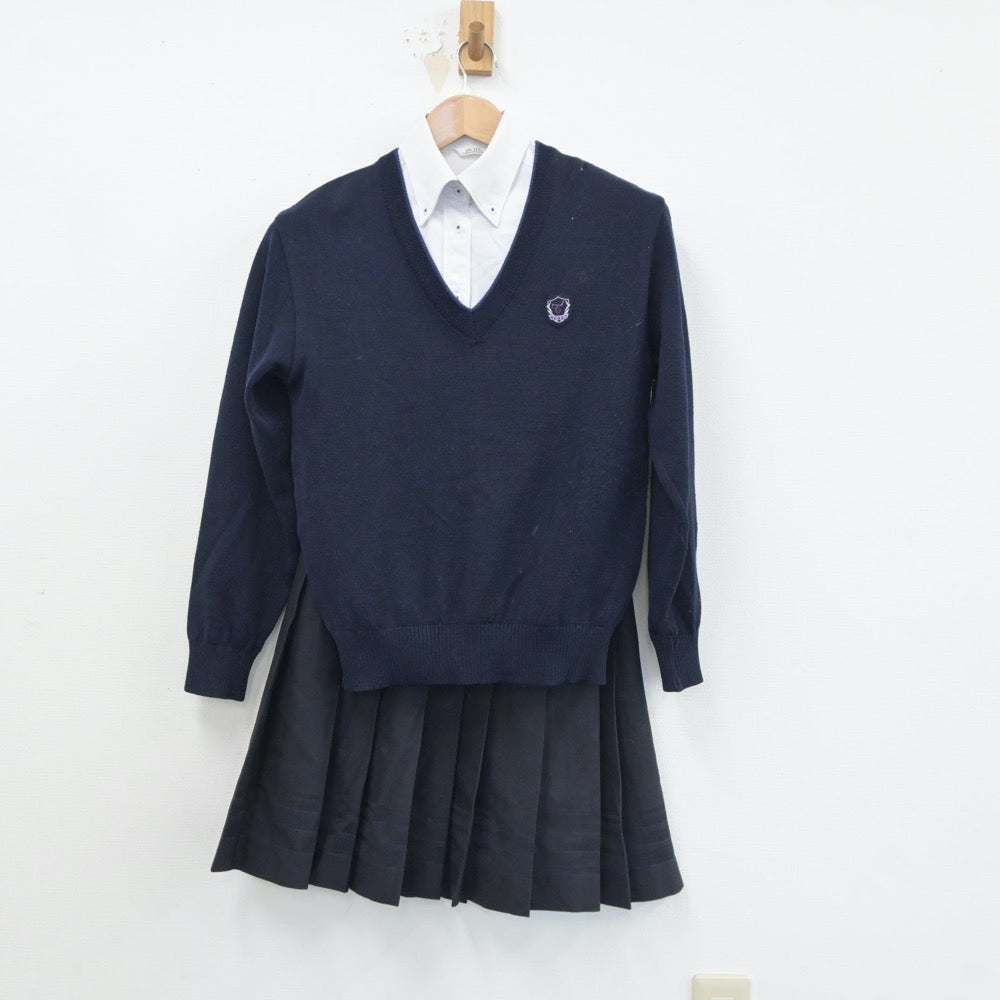 【中古】兵庫県 東洋大学附属姫路中学高等学校 女子制服 5点（ブレザー・シャツ・ニット・スカート）sf018058