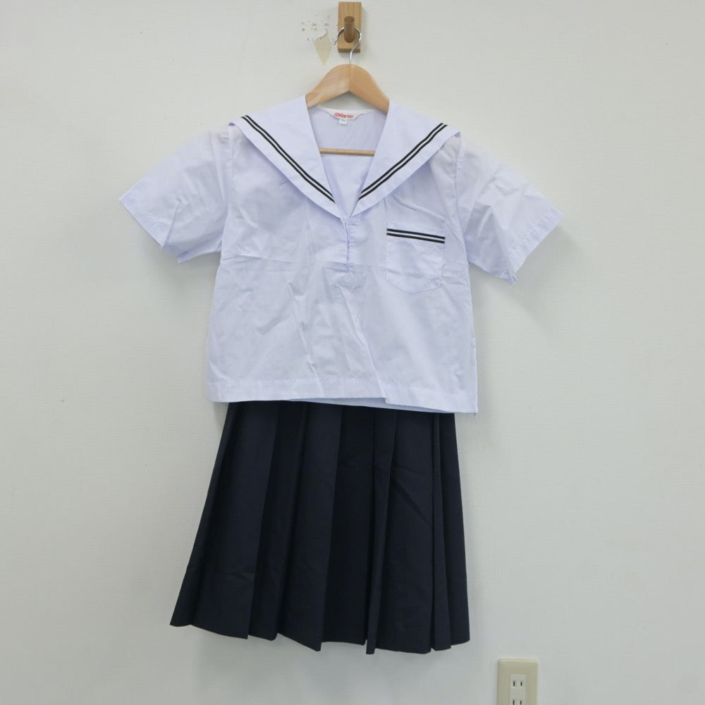 【中古】宮崎県 東郷学園中学校 女子制服 3点（セーラー服・スカート）sf018072