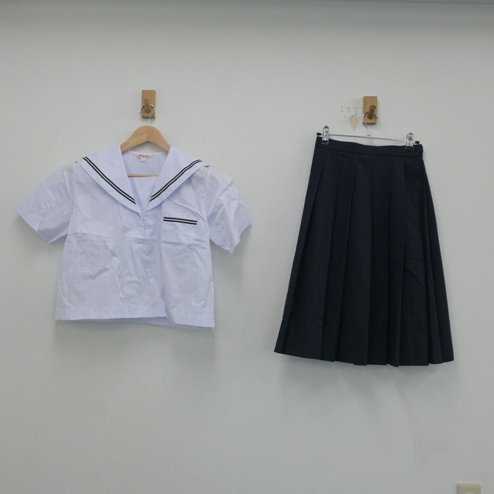 【中古】宮崎県 東郷学園中学校 女子制服 3点（セーラー服・スカート）sf018072