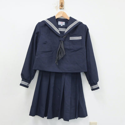 【中古】宮崎県 東郷学園中学校 女子制服 3点（セーラー服・スカート）sf018074