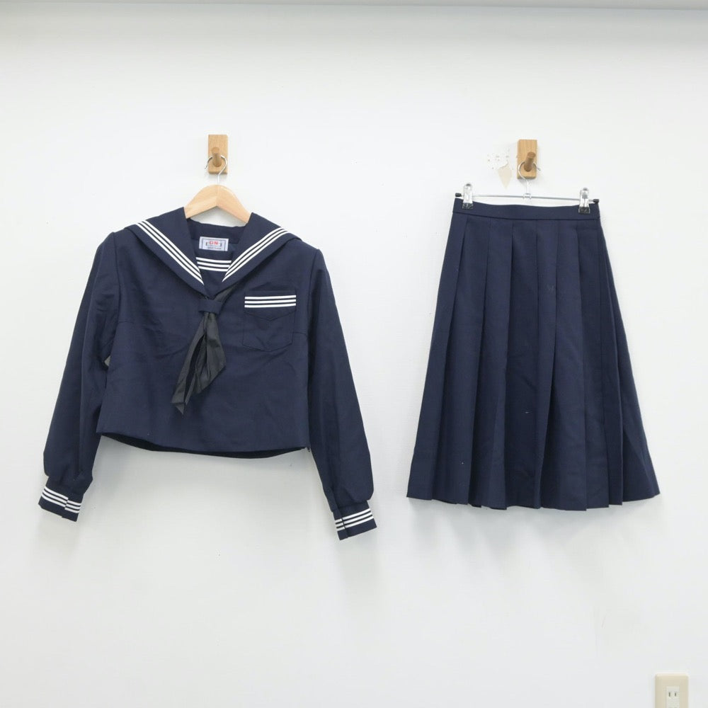 【中古】宮崎県 東郷学園中学校 女子制服 3点（セーラー服・スカート）sf018074