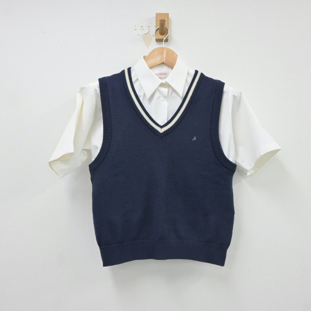 【中古】北海道 士幌高等学校 女子制服 2点（シャツ・ニットベスト）sf018078