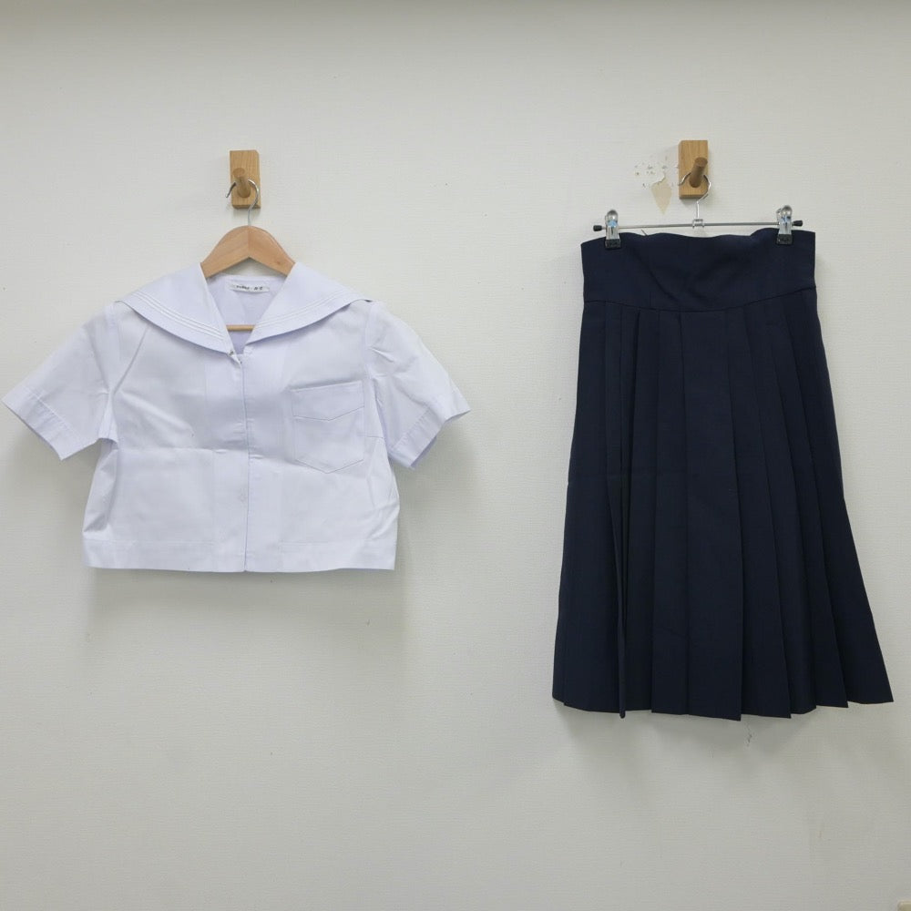 【中古】福岡県 修猷館高等学校 女子制服 2点（セーラー服・スカート）sf018119