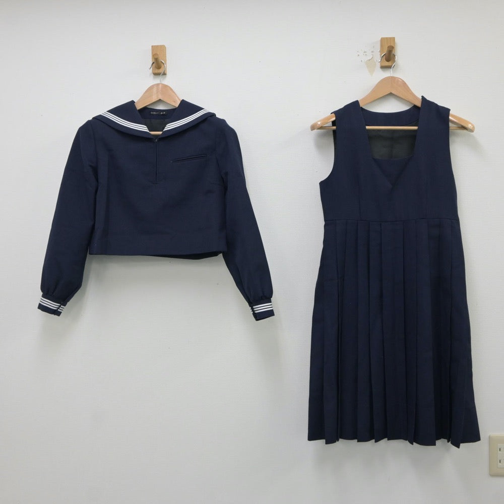 【中古】福岡県 修猷館高等学校 女子制服 2点（セーラー服・ジャンパースカート）sf018120