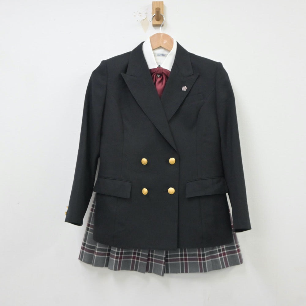 【中古】京都府 京都外大西高等学校 女子制服 5点（ブレザー・シャツ・スカート）sf018123