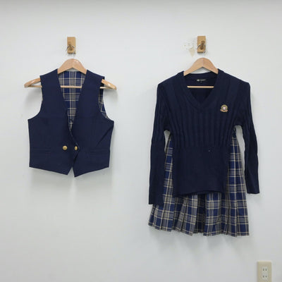 【中古】埼玉県 山村学園高等学校 女子制服 3点（ベスト・ニット・スカート）sf018149