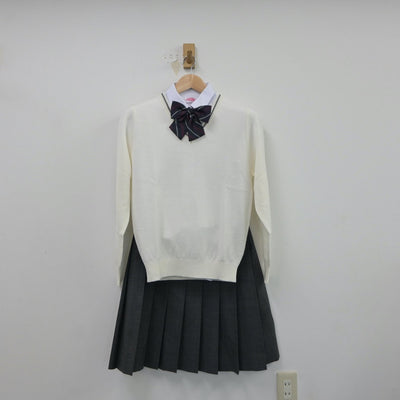 【中古】大阪府 淀商業高等学校 女子制服 5点（ブレザー・シャツ・ニット・スカート）sf018192