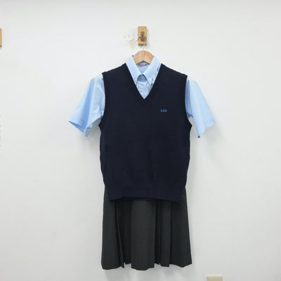 【中古】千葉県 千葉英和高等学校 女子制服 3点（シャツ・ニットベスト・スカート）sf018200