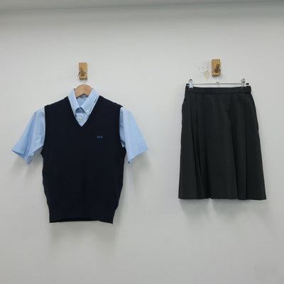 【中古】千葉県 千葉英和高等学校 女子制服 3点（シャツ・ニットベスト・スカート）sf018200