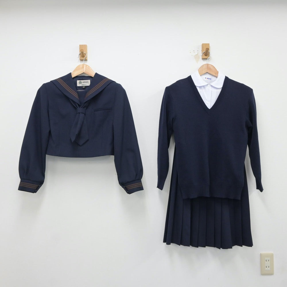 【中古】千葉県 北部中学校 女子制服 5点（シャツ・セーラー服・ニット・スカート）sf018203