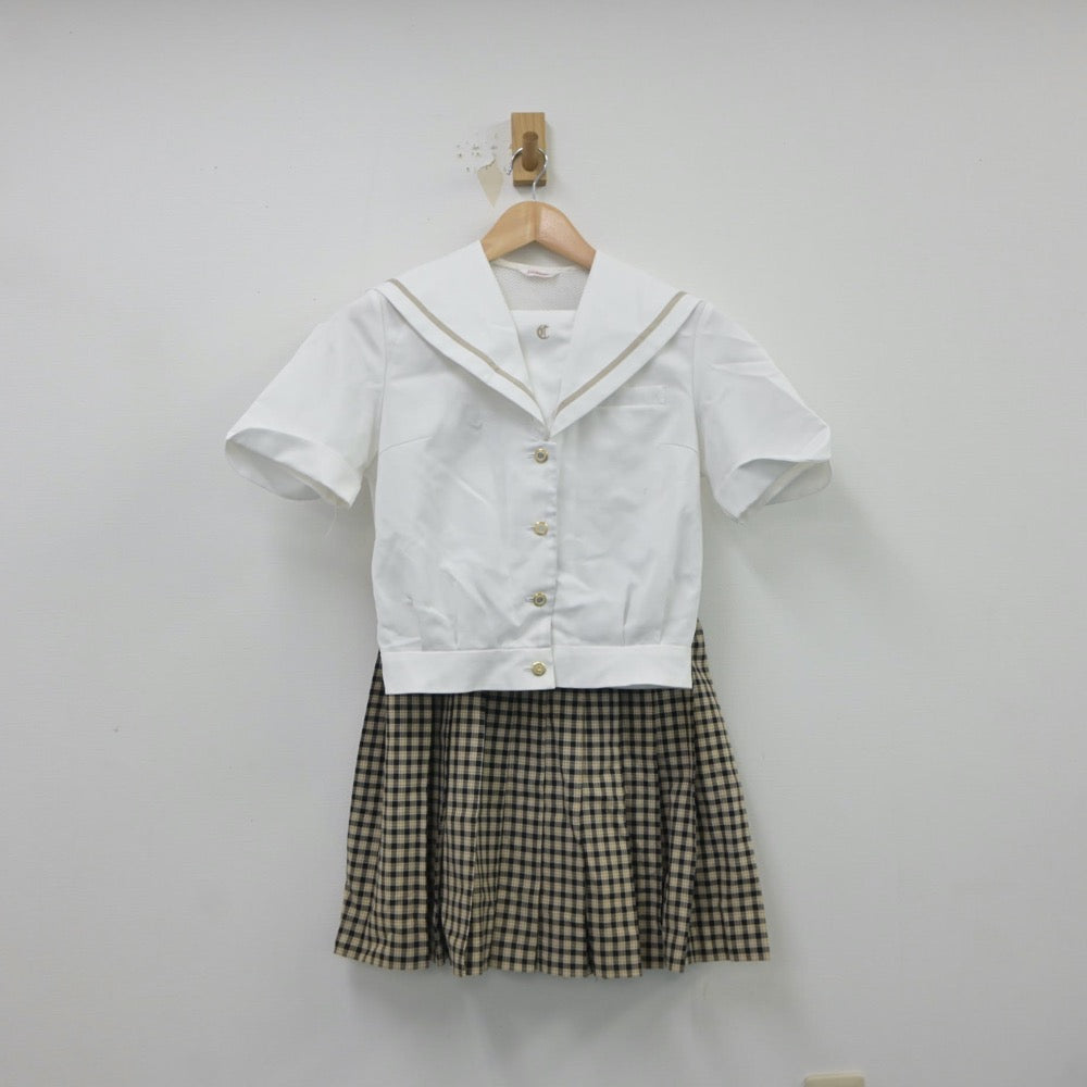 【中古】岡山県 津山商業高等学校 女子制服 3点（セーラー服・スカート）sf018205