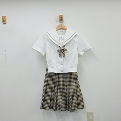 【中古】岡山県 津山商業高等学校 女子制服 3点（セーラー服・スカート）sf018206