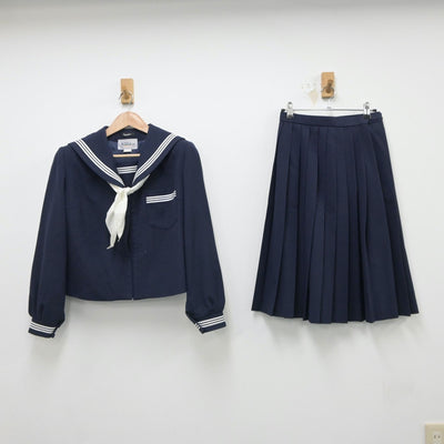 【中古】富山県 高岡西部中学校 女子制服 5点（セーラー服・スカート）sf018223