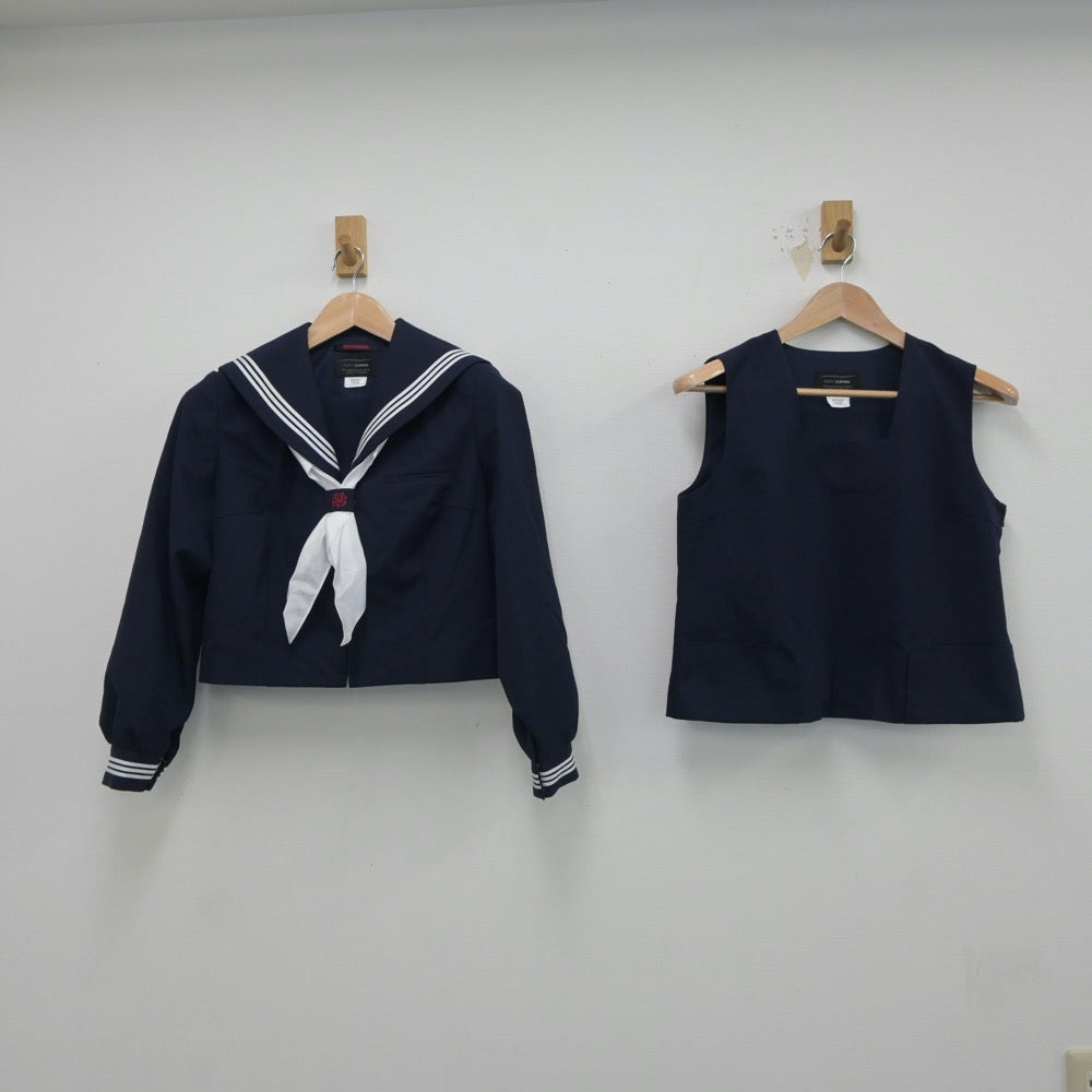 【中古】愛媛県 松山市立拓南中学校 女子制服 3点（セーラー服・ベスト）sf018233