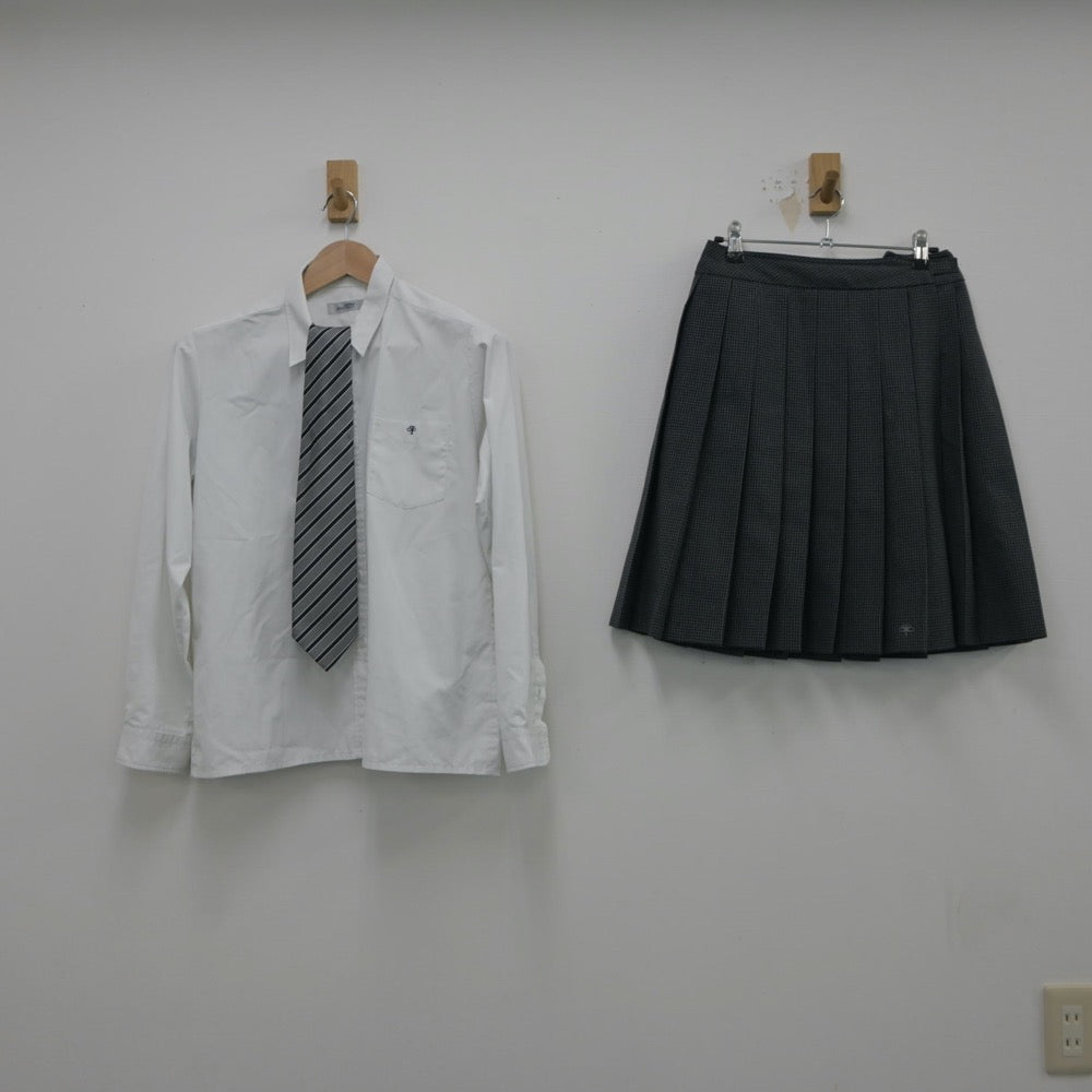 【中古】青森県 東奥学園高等学校 女子制服 6点（ブレザー・シャツ・シャツ・ニット・スカート）sf018242