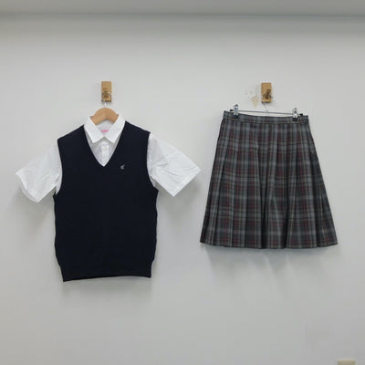 【中古】東京都 立川第五中学校 女子制服 3点（シャツ・ニットベスト・スカート）sf018276