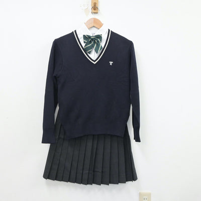 【中古】山形県 東海大山形高等学校 女子制服 5点（ブレザー・シャツ・ニット・スカート）sf018279