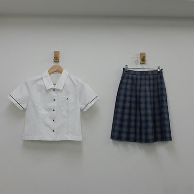 【中古】福島県 福島西高等学校 女子制服 4点（シャツ・シャツ・ニットベスト・スカート）sf018289