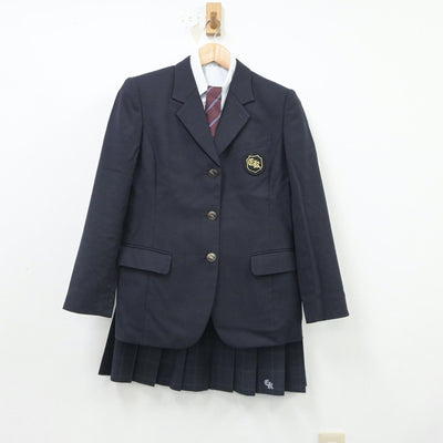 【中古】千葉県 千葉経済大学付属高等学校 女子制服 5点（ブレザー・シャツ・ニット・スカート）sf018292