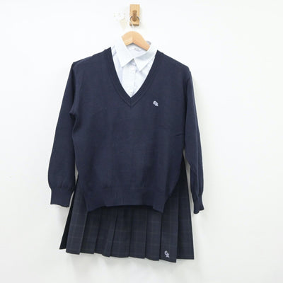 【中古】千葉県 千葉経済大学付属高等学校 女子制服 5点（ブレザー・シャツ・ニット・スカート）sf018292