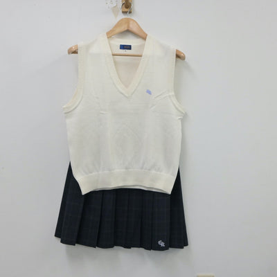 【中古】千葉県 千葉経済大学付属高等学校 女子制服 2点（ニットベスト・スカート）sf018293