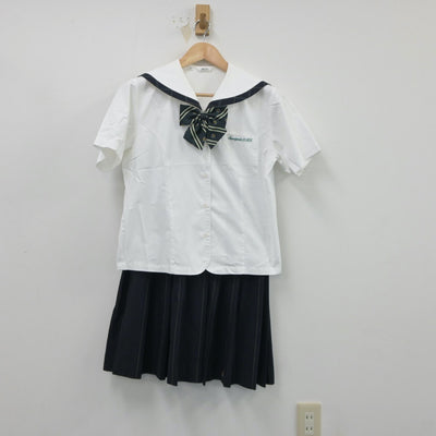 【中古】大阪府 住吉商業高等学校 女子制服 5点（セーラー服・ニットベスト・スカート）sf018307