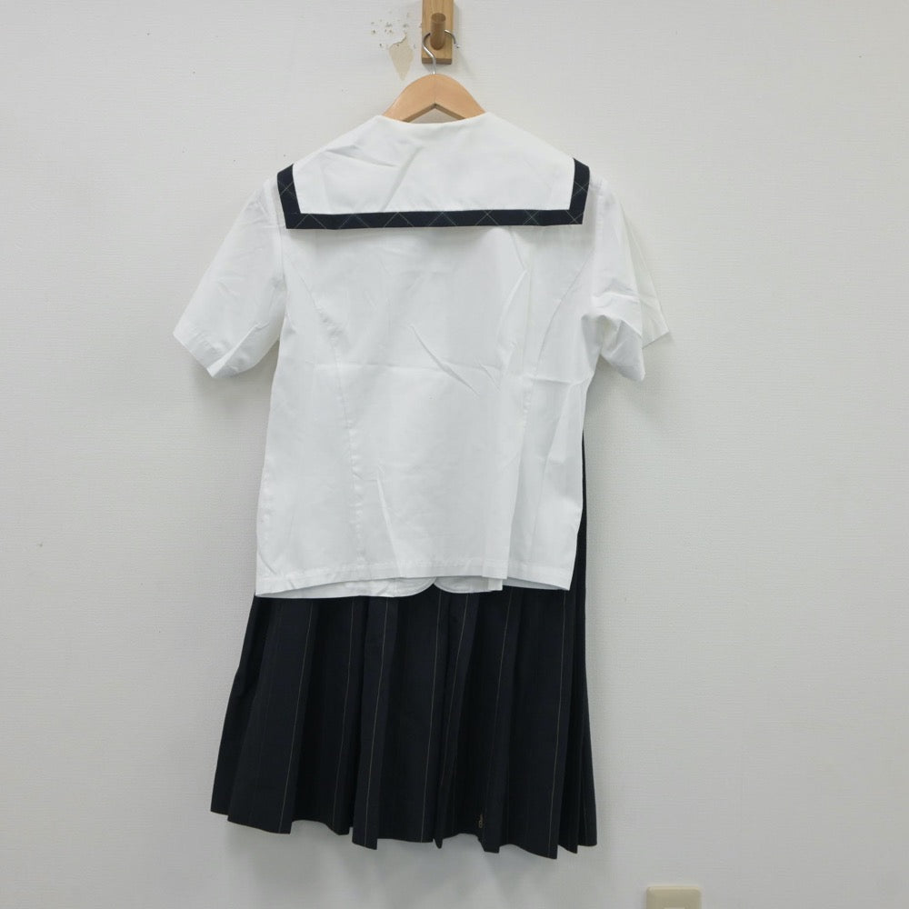 【中古】大阪府 住吉商業高等学校 女子制服 5点（セーラー服・ニットベスト・スカート）sf018307