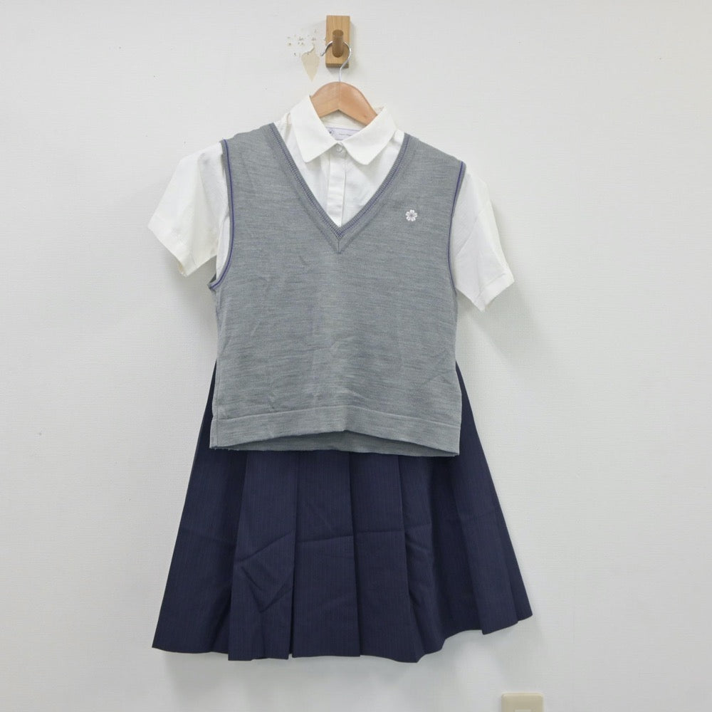 【中古】東京都 跡見学園高等学校 女子制服 3点（シャツ・ニットベスト・スカート）sf018311