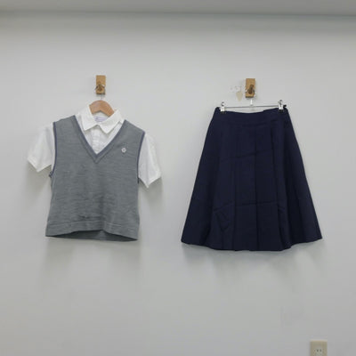 【中古】東京都 跡見学園高等学校 女子制服 3点（シャツ・ニットベスト・スカート）sf018311