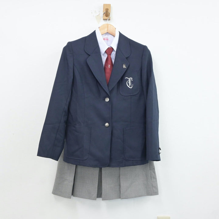 【中古】神奈川県 神奈川県横浜市立茅ヶ崎中学校 女子制服 5点（ブレザー・シャツ・ベスト・スカート）sf018315