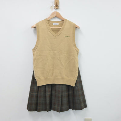 【中古】群馬県 高崎経済大学附属高等学校 女子制服 2点（ニットベスト・スカート）sf018329