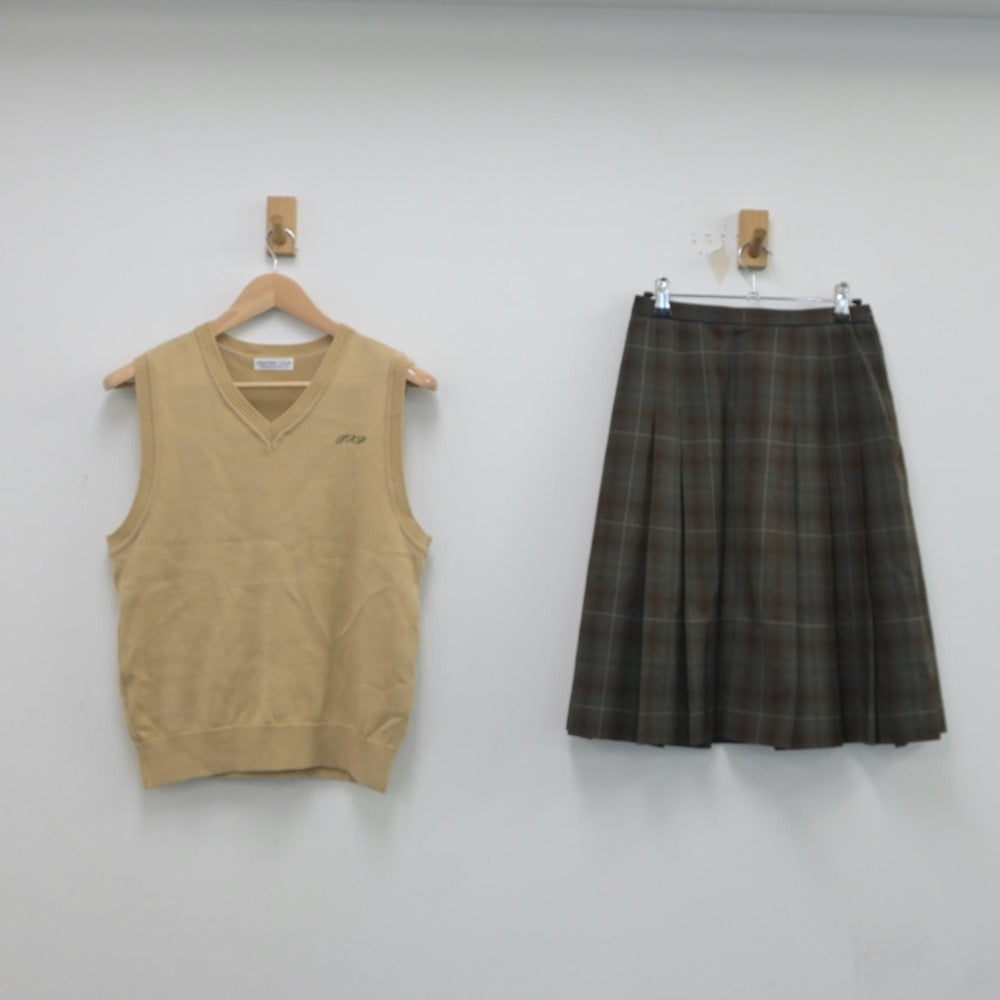 【中古】群馬県 高崎経済大学附属高等学校 女子制服 2点（ニットベスト・スカート）sf018329