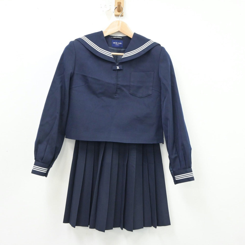 【中古】高知県 高知商業高等学校 女子制服 6点（セーラー服・セーラー服・ニット・スカート）sf018347