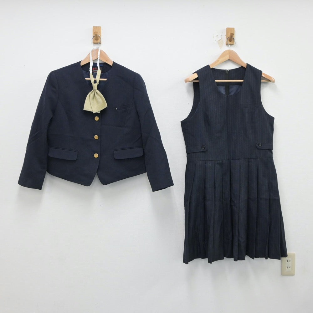 【中古】静岡県 藤枝順心高等学校 女子制服 3点（ブレザー・ジャンパースカート）sf018353