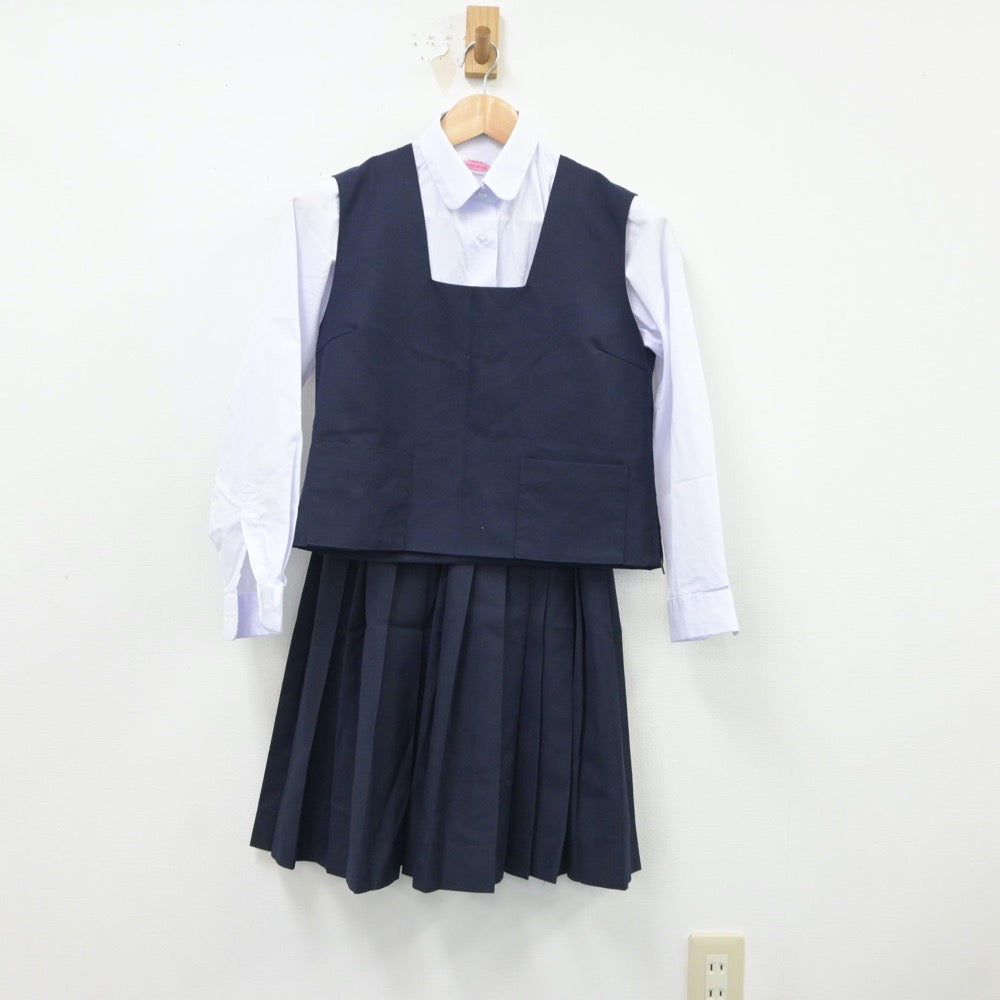 【中古】兵庫県 姫路灘中学校 女子制服 5点（セーラー服・シャツ・ベスト・スカート）sf018370