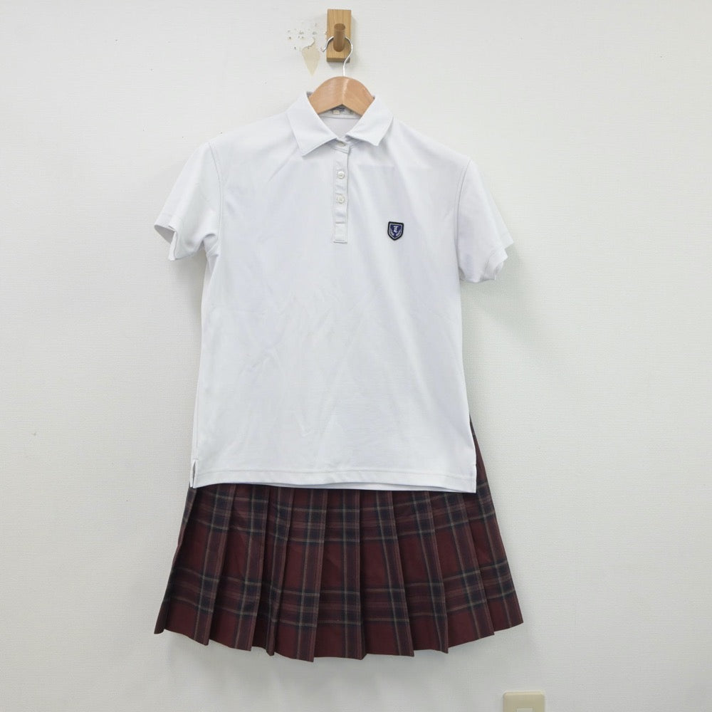 【中古】東京都 帝京中学校 女子制服 5点（シャツ・シャツ・ニットベスト・スカート）sf018372