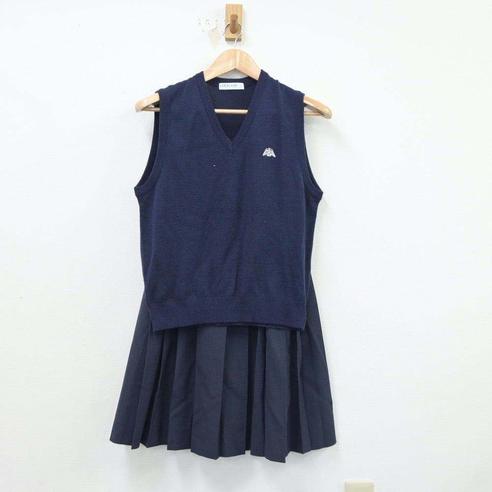 【中古】東京都 上板橋第三中学校 女子制服 2点（ニットベスト・スカート）sf018378