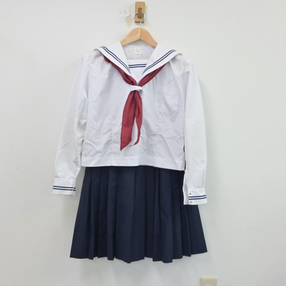 【中古】茨城県 大穂中学校 女子制服 3点（セーラー服・スカート）sf018394