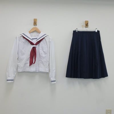 【中古】茨城県 大穂中学校 女子制服 3点（セーラー服・スカート）sf018394