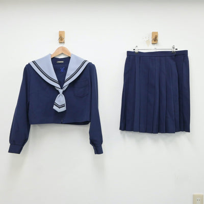 【中古】大阪府 河原城中学校 女子制服 3点（セーラー服・スカート）sf018415