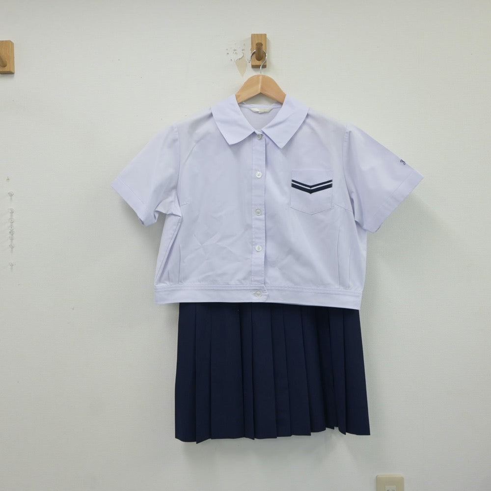 【中古】大阪府 河原城中学校 女子制服 3点（シャツ・スカート）sf018416