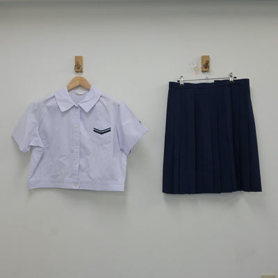 【中古】大阪府 河原城中学校 女子制服 3点（シャツ・スカート）sf018416