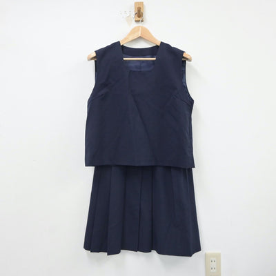 【中古】宮城県 寺岡中学校 女子制服 2点（ベスト・スカート）sf018421