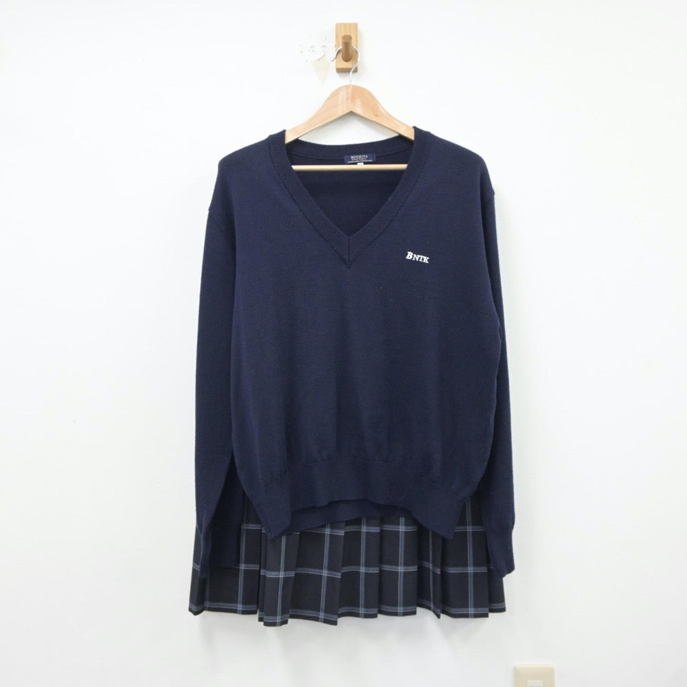 【中古】熊本県 文徳中学校・高等学校 女子制服 2点（ニット・スカート）sf018432