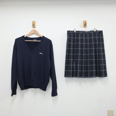 【中古】熊本県 文徳中学校・高等学校 女子制服 2点（ニット・スカート）sf018432