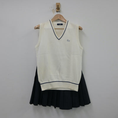 【中古】東京都 東亜学園高等学校 女子制服 3点（ニットベスト・スカート）sf018444