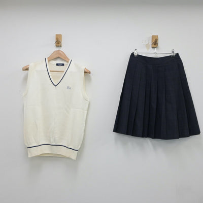 【中古】東京都 東亜学園高等学校 女子制服 3点（ニットベスト・スカート）sf018444