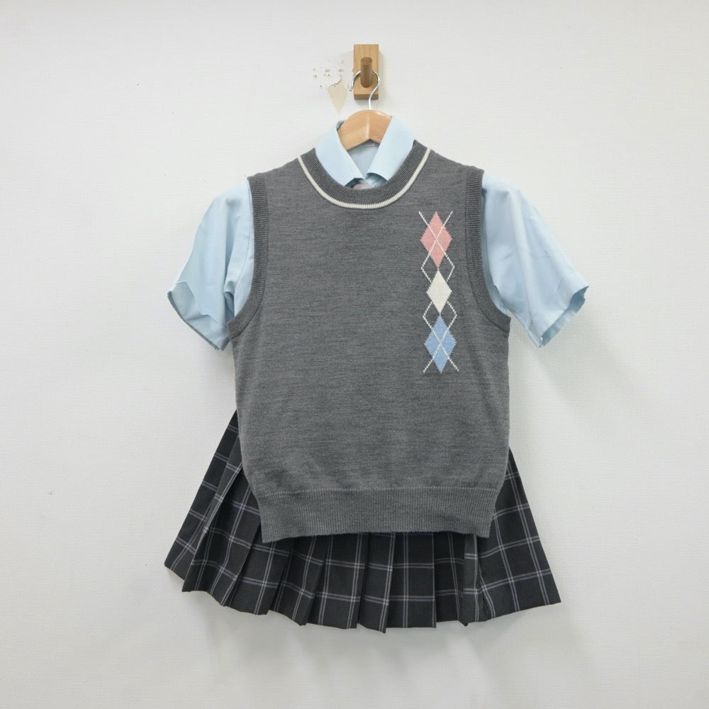 【中古】東京都 宝仙学園高等学校 女子制服 4点（シャツ・ニットベスト・スカート）sf018448