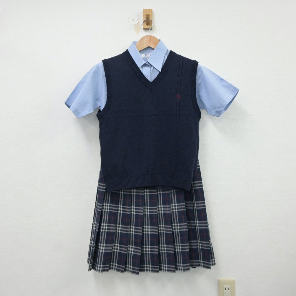 【中古】埼玉県 開智高等学校 女子制服 3点（シャツ・ニットベスト・スカート）sf018457